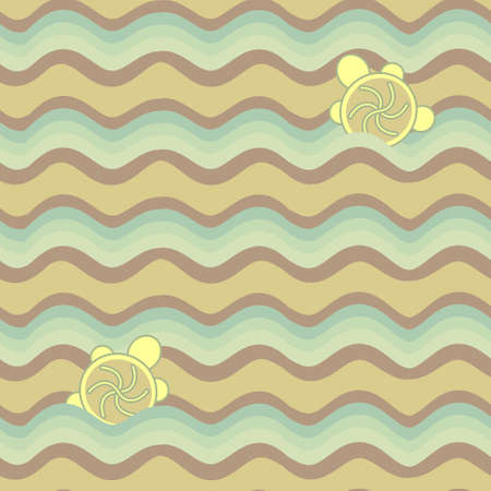 colorful abstract pattern, waves and turtlesのイラスト素材