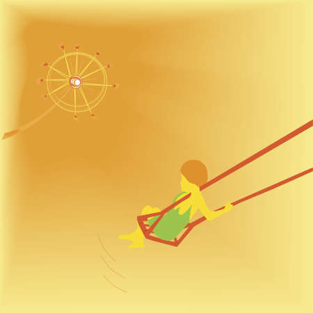Child on Swing - Vectorのイラスト素材