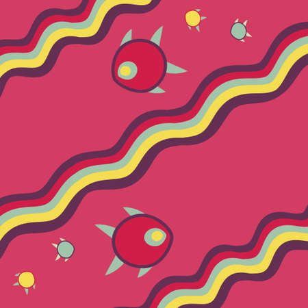 illustration of waves and fishのイラスト素材