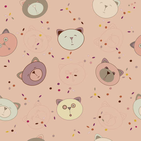 Pattern animals heads, cats, dogs and bearsのイラスト素材