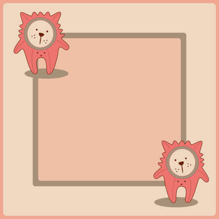 Cute vector illustration background  Frame with lionのイラスト素材
