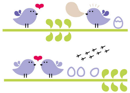 Violet birds. Vector illustration.のイラスト素材