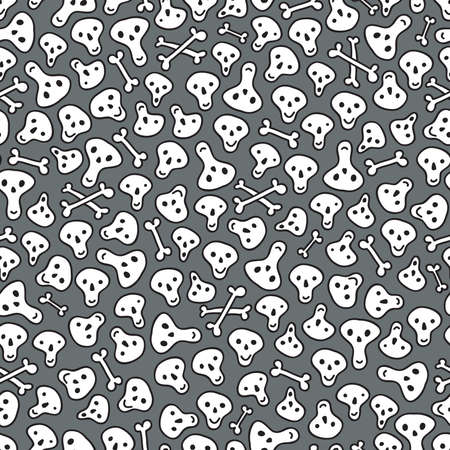 Skulls and bones seamless pattern. Vector doodle illustration.のイラスト素材