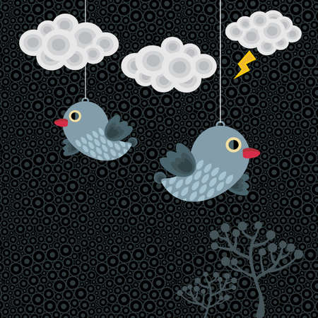 Abstract background with birds in clouds. Vector illustration.のイラスト素材