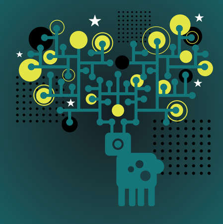 Robot-deer. Vector illustration of animal monster.のイラスト素材