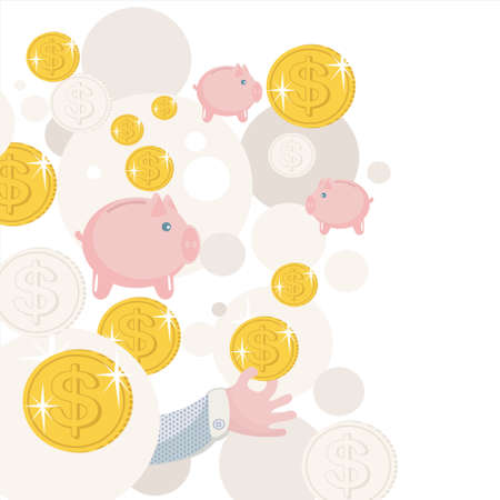 Pattern with piggy bank and money. のイラスト素材