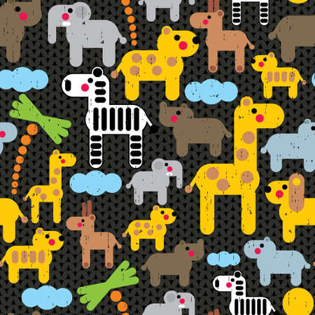 Cute african animals seamless pattern. のイラスト素材