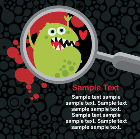 Magnifying glass and microbe in it. のイラスト素材