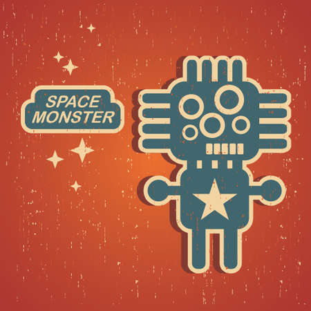 Vintage monster. Retro robot illustrationのイラスト素材