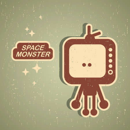 Vintage monster  Retro robot illustration in vector のイラスト素材