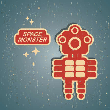Vintage monster. Retro robot illustrationのイラスト素材
