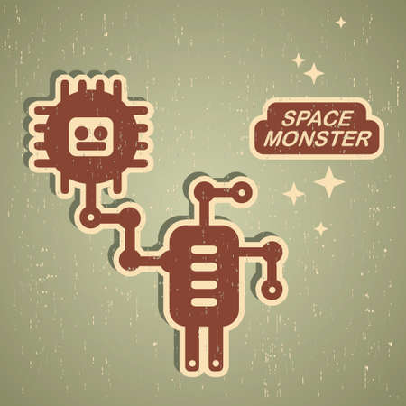 Retro monster. Vintage robot illustrationのイラスト素材