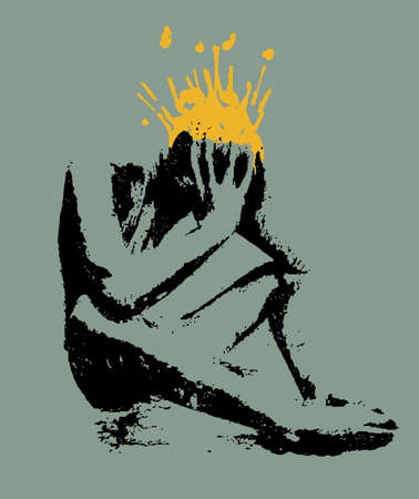 The man with explosion  Vector illustration のイラスト素材