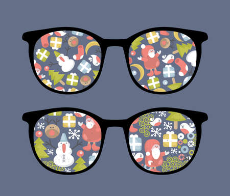Retro Sunglasses With Christmas Time Reflection In It のイラスト素材 ストックフォト 写真素材 のstock Foto ストックドットフォト