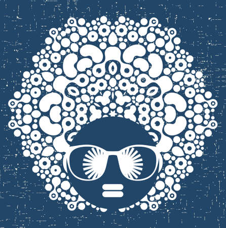 Black head woman with strange pattern hair  illustration のイラスト素材