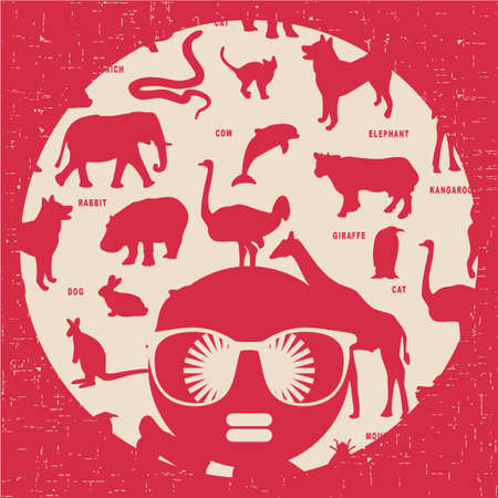 Black head woman with strange pattern hair  Vector illustration のイラスト素材