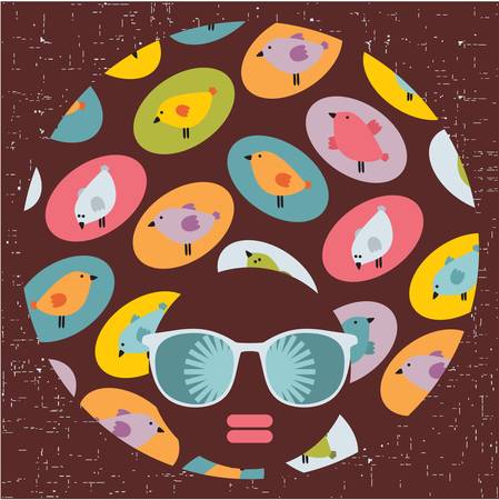 Black head woman with strange pattern hair  Vector illustration のイラスト素材