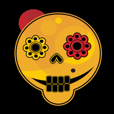 Funny skull face  Vector illustration のイラスト素材