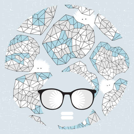 Black head woman with strange pattern hair  Vector illustration のイラスト素材