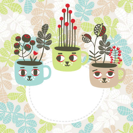 Creative banner with vases  Vector illustration のイラスト素材