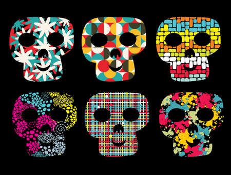 Set of cute skulls illustration のイラスト素材
