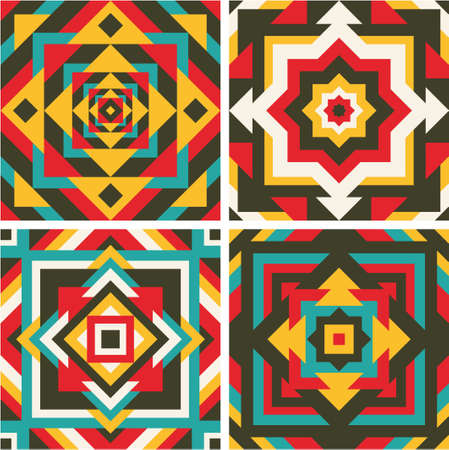 Four geometric pattern mosaic background  のイラスト素材