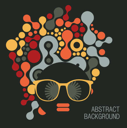 Black head woman with strange pattern on her hair. Vector illustration.の写真素材