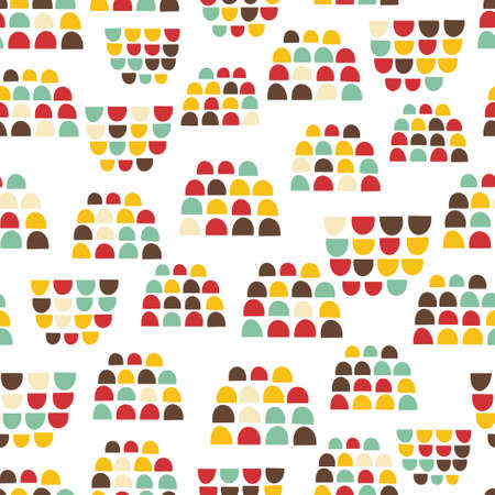 Seamless abstract texture with funny elements. Vector mosaic illustration in retro colors.