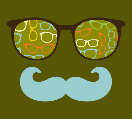 Retro sunglasses with reflection for hipster.の写真素材