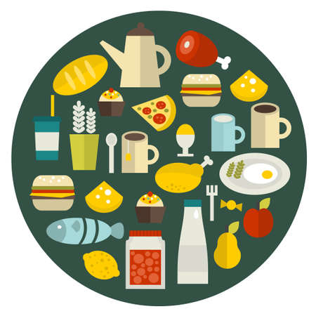 Food round banner. Vector illustration.のイラスト素材