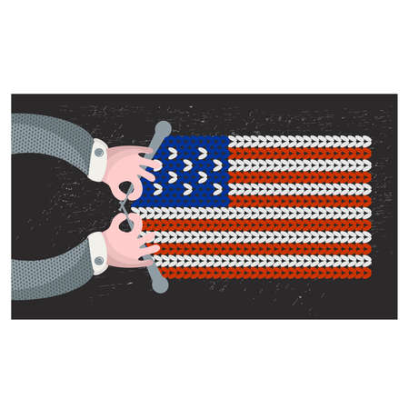Hand made flag of the USA. Vector illustration.