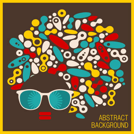 Black head woman with strange pattern on her hair. Vector illustration.のイラスト素材