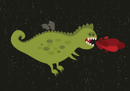 Cute dragon with fire.のイラスト素材