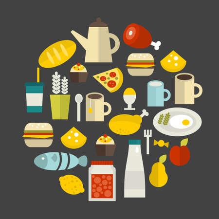 Round form food retro label. Vector illustration.のイラスト素材