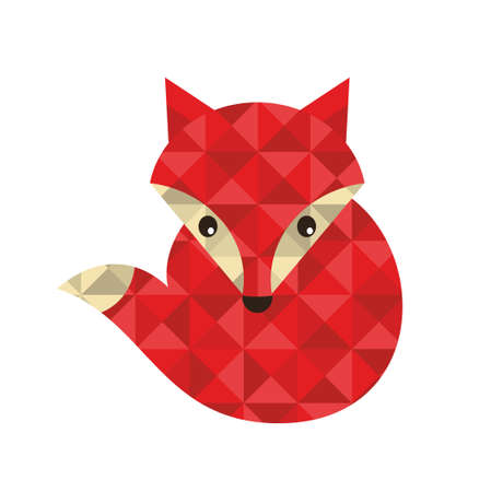 Little red fox made of triangles. Vector illustration for cool print.のイラスト素材