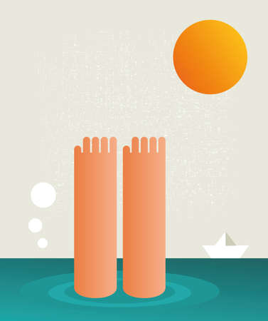 Hands to the sky. Vector illustration of sinking man.のイラスト素材