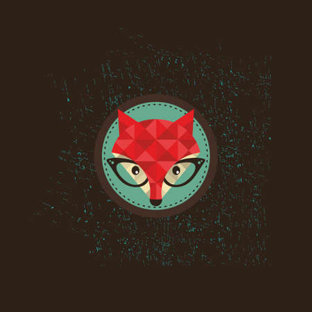 Hipster fox emblem. Vector illustration of animal in glasses.のイラスト素材
