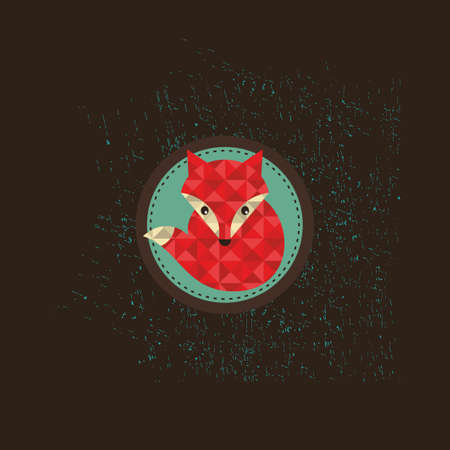 Hipster fox emblem. Vector vintage illustration of cute animal.のイラスト素材