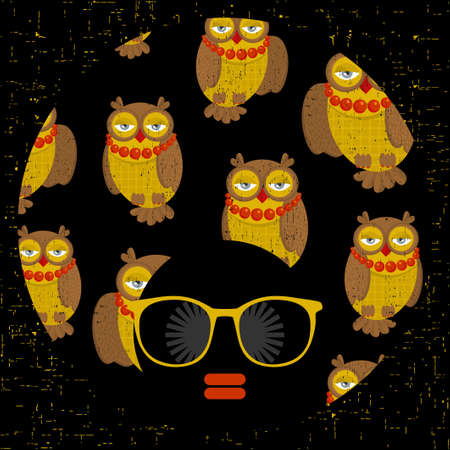 Black head woman with strange pattern on her hair. Vector illustration.のイラスト素材