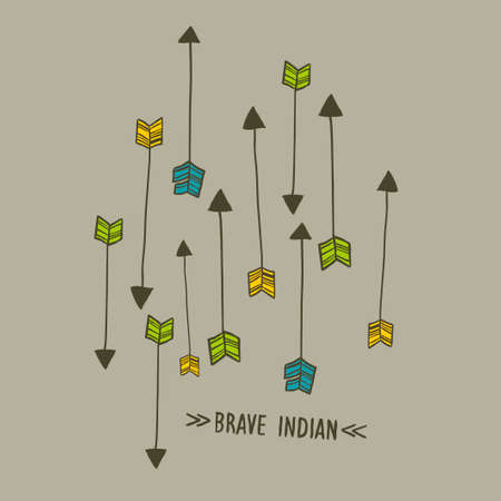 Indian arrows print in retro style. Vector illustration.のイラスト素材