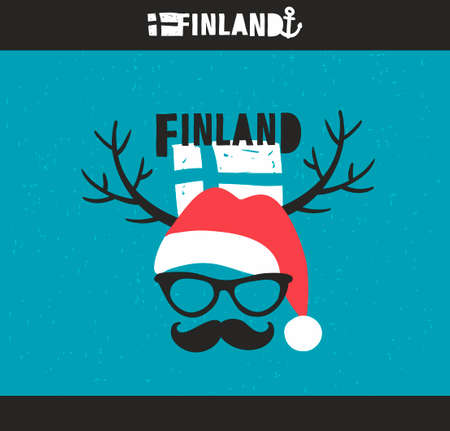 Emblem of Finland with hand drawn image in vintage style. Vector doodle illustration.のイラスト素材