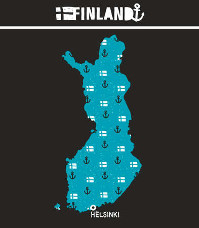 Map of Finland print. Vector illustration in creative style.のイラスト素材