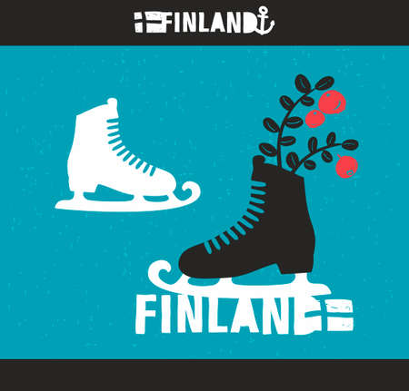 Creative Finnish label. Vector emblem of scandinavian country Finland.のイラスト素材