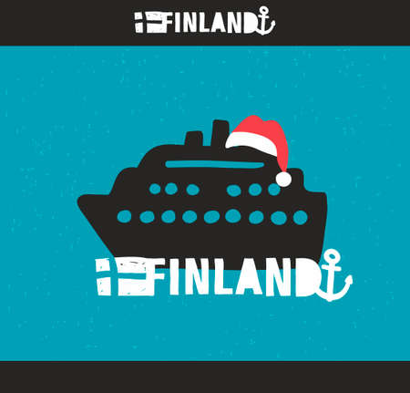Creative Finnish label. Vector emblem of scandinavian country Finland.のイラスト素材