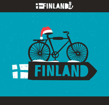 Creative Finnish label. Vector emblem of scandinavian country Finland.のイラスト素材