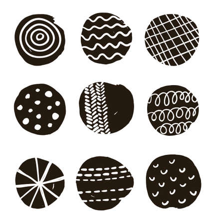 Black and white print with decorative circles. Vector illustration.のイラスト素材