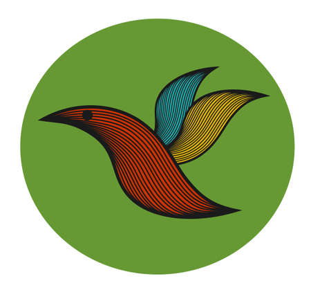 Abstract colorful bird. Vector simple illustration of lines.のイラスト素材