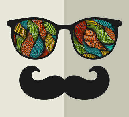 Vintage Eyeglasses With Reflection Vector Illustration Of Accessory For Hipster Sunglasses Isolated Best Print For Your T Shirt のイラスト素材 ストックフォト 写真素材のstock Foto ストックドットフォト