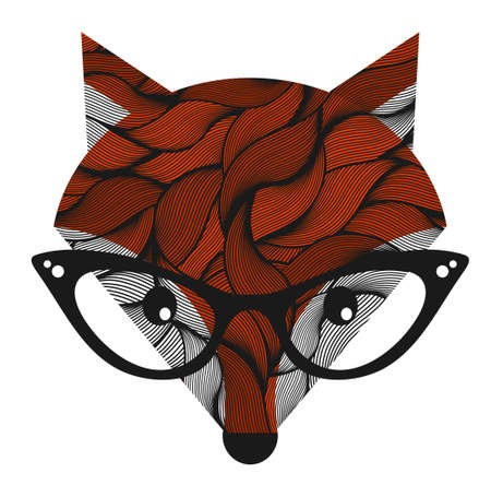Fox vector pet. Abstract animal with glasses.のイラスト素材