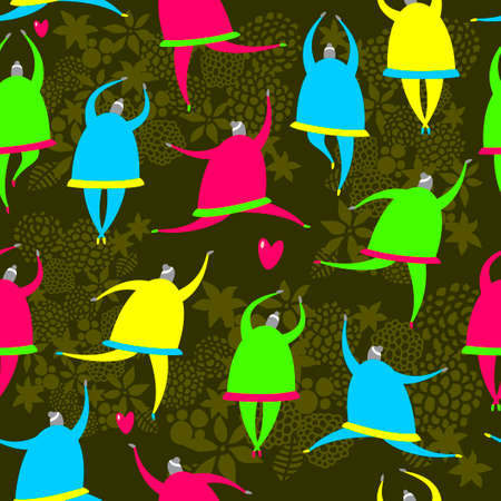 Seamless pattern of dancing girls.のイラスト素材